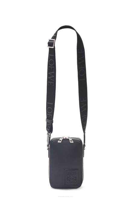 Black Vertical Crossbody Pocket in satin calfskin Loewe 84PR613 Men