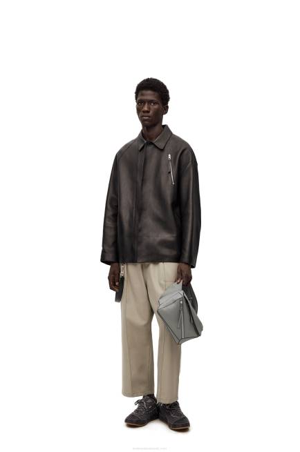 Asphalt Grey Small Puzzle bumbag in classic calfskin Loewe 84PR565 Men