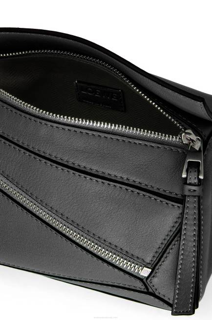 Black Mini Puzzle bumbag in classic calfskin Loewe 84PR279 Men