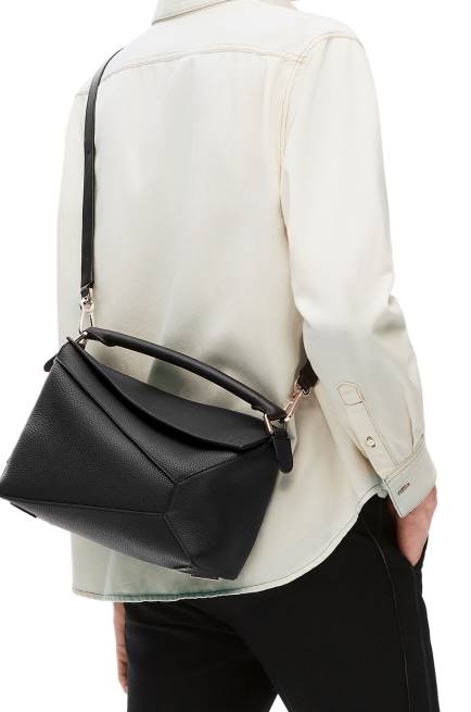 Black Puzzle Edge bag in grained calfskin Loewe 84PR540 Men