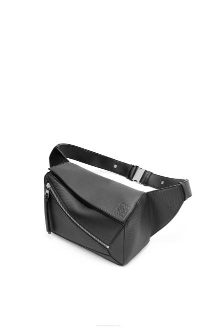 Black Small Puzzle bumbag in diamond calfskin Loewe 84PR566 Men
