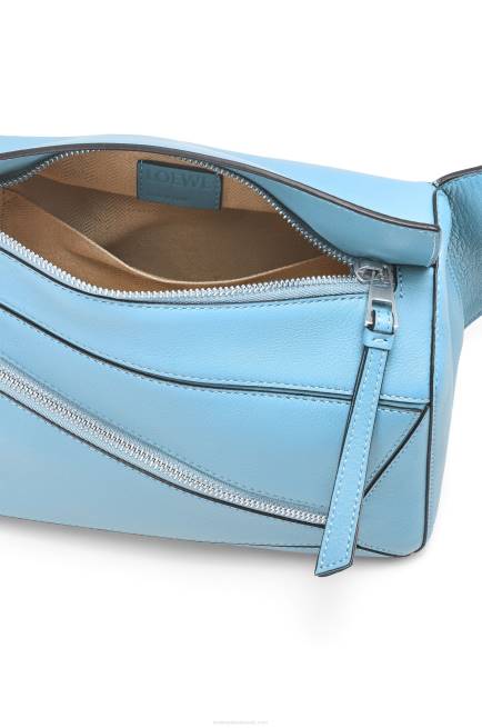 Olympic Blue Small Puzzle bumbag in classic calfskin Loewe 84PR567 Men