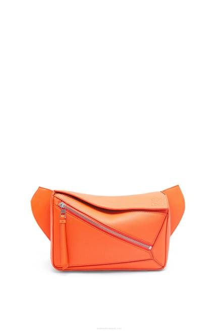 Orange Small Puzzle bumbag in diamond calfskin Loewe 84PR568 Men