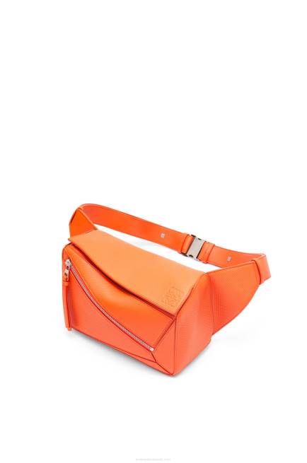 Orange Small Puzzle bumbag in diamond calfskin Loewe 84PR568 Men