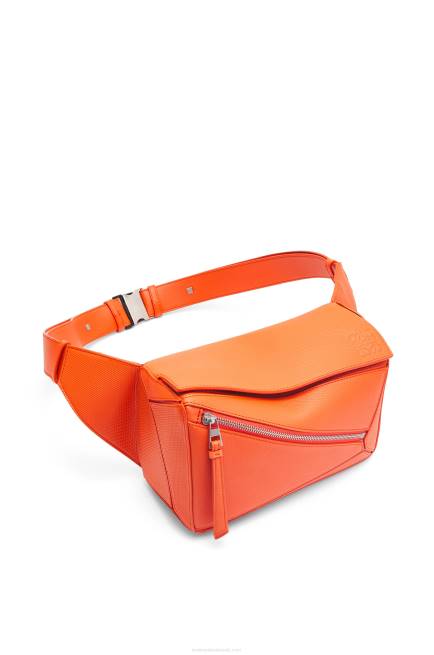 Orange Small Puzzle bumbag in diamond calfskin Loewe 84PR568 Men