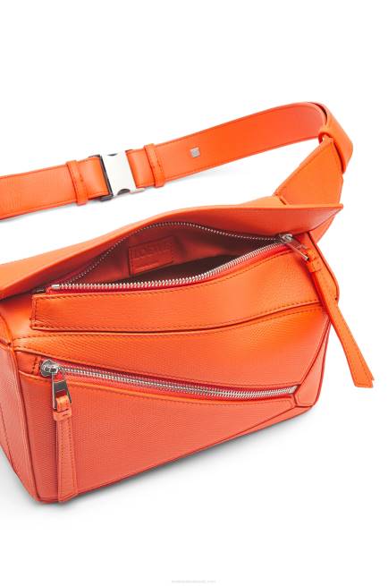 Orange Small Puzzle bumbag in diamond calfskin Loewe 84PR568 Men