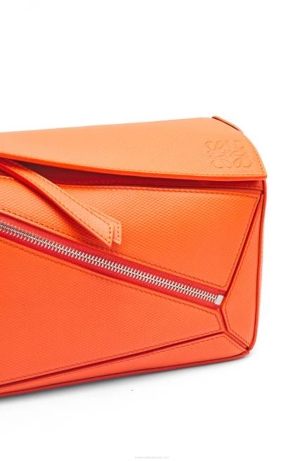 Orange Small Puzzle bumbag in diamond calfskin Loewe 84PR568 Men