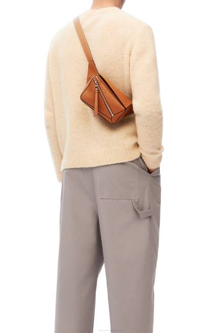 Tan Mini Puzzle bumbag in classic calfskin Loewe 84PR278 Men