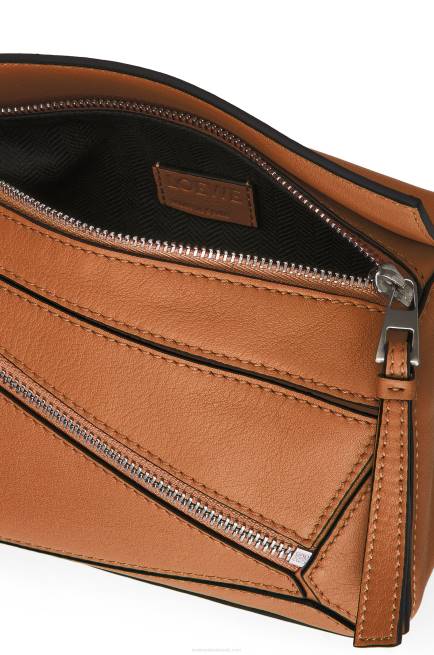Tan Mini Puzzle bumbag in classic calfskin Loewe 84PR278 Men
