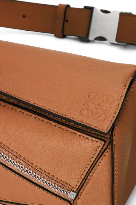 Tan Mini Puzzle bumbag in classic calfskin Loewe 84PR278 Men