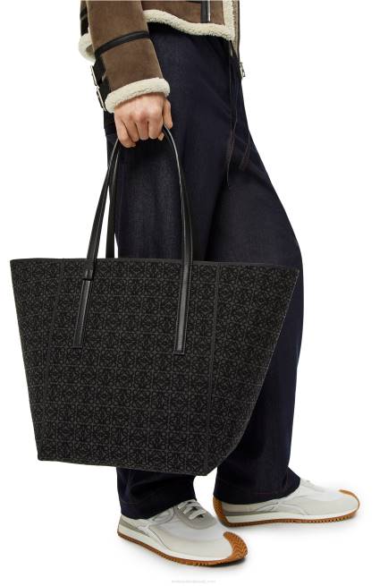 Anthracite/Black T Tote bag in Anagram jacquard and calfskin Loewe 84PR129 Men