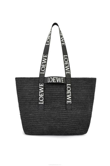 Black Fold Shopper in raffia Loewe 84PR15 Men