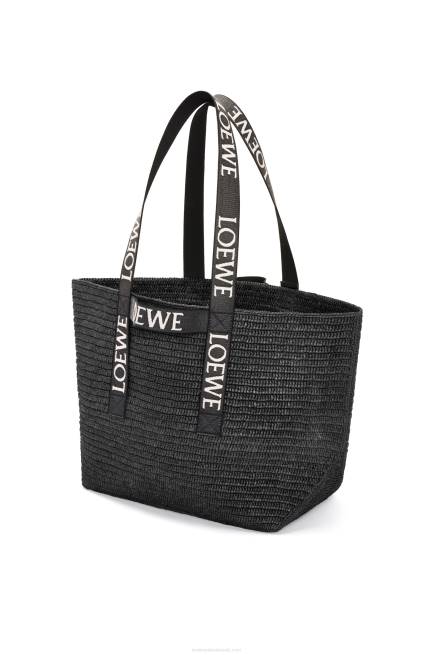 Black Fold Shopper in raffia Loewe 84PR15 Men