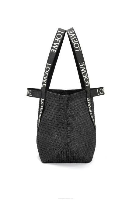 Black Fold Shopper in raffia Loewe 84PR15 Men