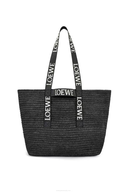 Black Fold Shopper in raffia Loewe 84PR15 Men