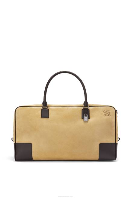 Gold/Chocolate Brown Amazona 44 bag in suede and calfskin Loewe 84PR160 Men