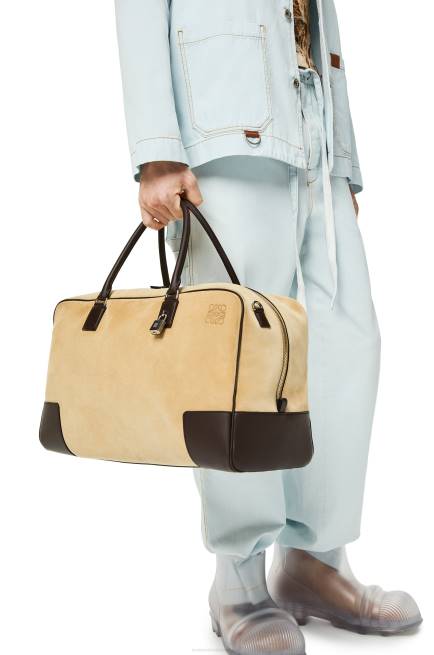 Gold/Chocolate Brown Amazona 44 bag in suede and calfskin Loewe 84PR160 Men