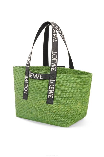 Green/Black Fold Shopper in raffia Loewe 84PR29 Men