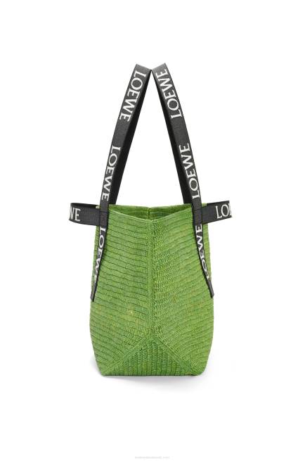 Green/Black Fold Shopper in raffia Loewe 84PR29 Men