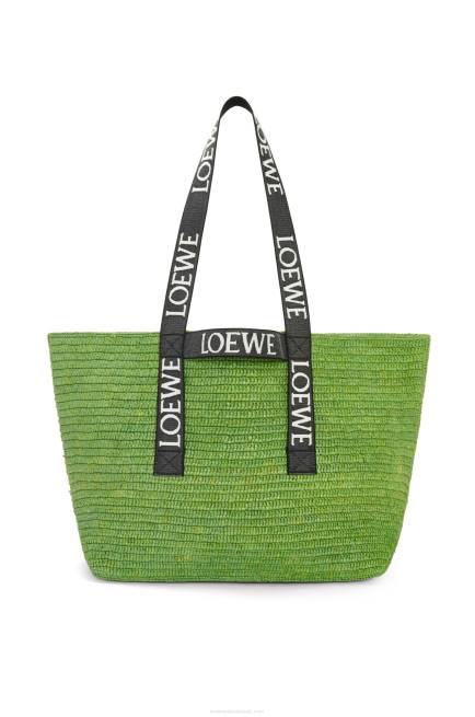 Green/Black Fold Shopper in raffia Loewe 84PR29 Men