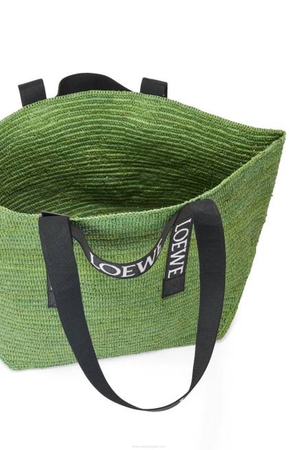 Green/Black Fold Shopper in raffia Loewe 84PR29 Men