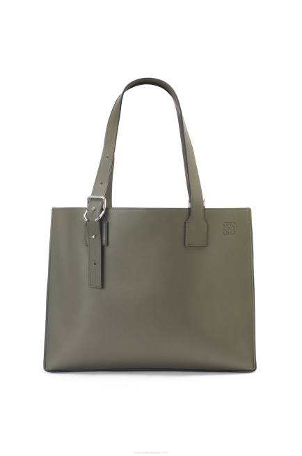 Khaki Green Buckle Horizontal tote in classic calfskin Loewe 84PR180 Men
