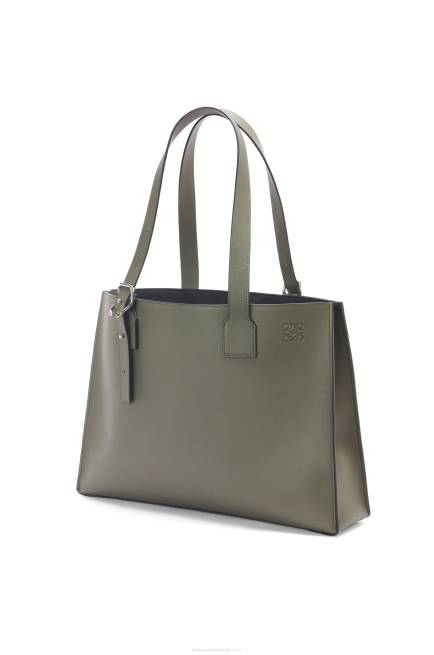 Khaki Green Buckle Horizontal tote in classic calfskin Loewe 84PR180 Men