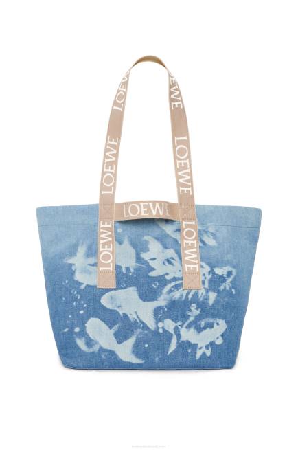 Light Blue/Natural Fold Shopper in denim Loewe 84PR67 Men