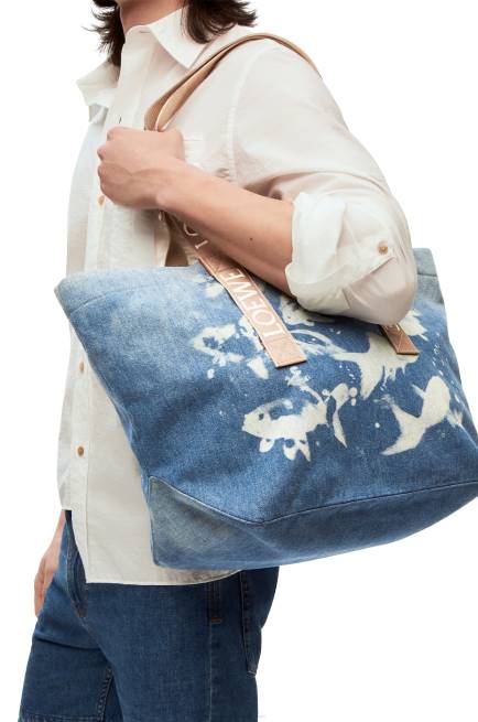 Light Blue/Natural Fold Shopper in denim Loewe 84PR67 Men