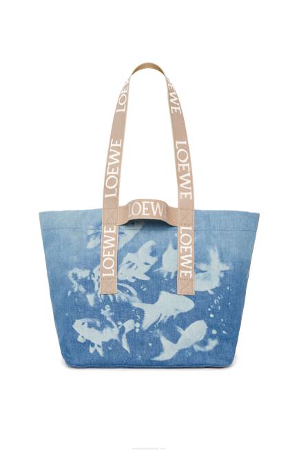 Light Blue/Natural Fold Shopper in denim Loewe 84PR67 Men