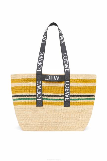 Multicolor/Black Fold Shopper in raffia Loewe 84PR16 Men