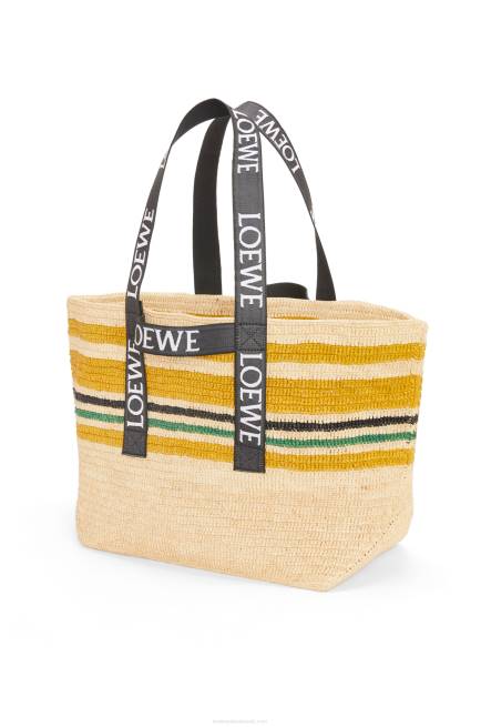 Multicolor/Black Fold Shopper in raffia Loewe 84PR16 Men