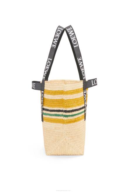 Multicolor/Black Fold Shopper in raffia Loewe 84PR16 Men