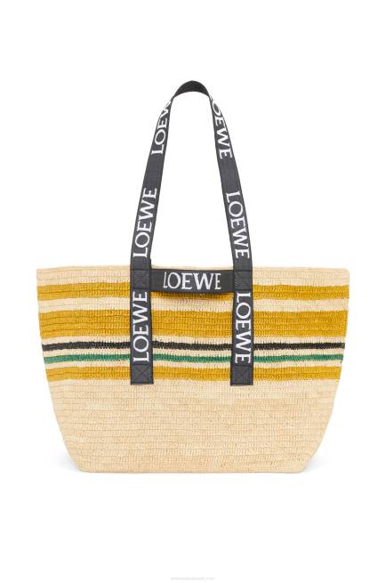 Multicolor/Black Fold Shopper in raffia Loewe 84PR16 Men