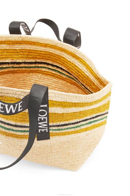 Multicolor/Black Fold Shopper in raffia Loewe 84PR16 Men