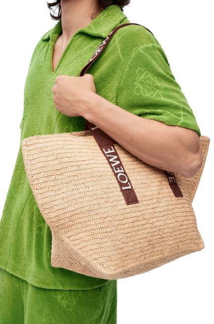 Natural/Tan Fold Shopper in raffia Loewe 84PR38 Men