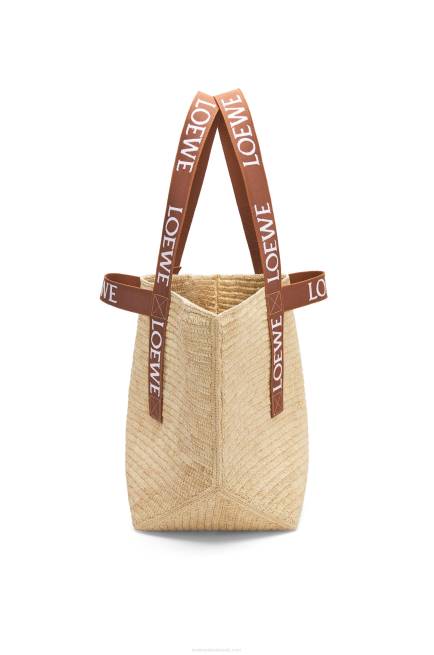 Natural/Tan Fold Shopper in raffia Loewe 84PR38 Men