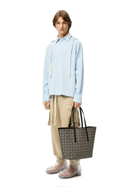 Navy/Black T Tote bag in Anagram jacquard and calfskin Loewe 84PR130 Men