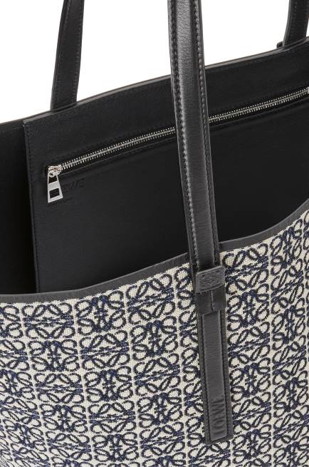 Navy/Black T Tote bag in Anagram jacquard and calfskin Loewe 84PR130 Men
