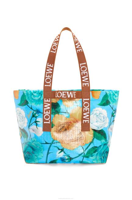 Sky Blue/Tan Fold Shopper in recycled coated canvas Loewe 84PR76 Men