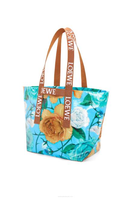 Sky Blue/Tan Fold Shopper in recycled coated canvas Loewe 84PR76 Men