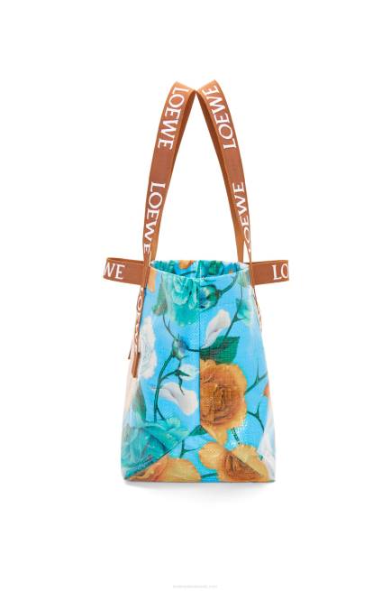 Sky Blue/Tan Fold Shopper in recycled coated canvas Loewe 84PR76 Men