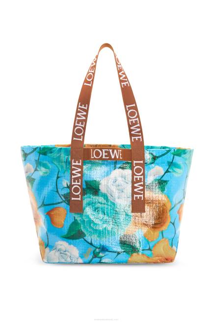 Sky Blue/Tan Fold Shopper in recycled coated canvas Loewe 84PR76 Men
