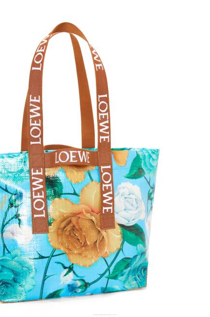 Sky Blue/Tan Fold Shopper in recycled coated canvas Loewe 84PR76 Men