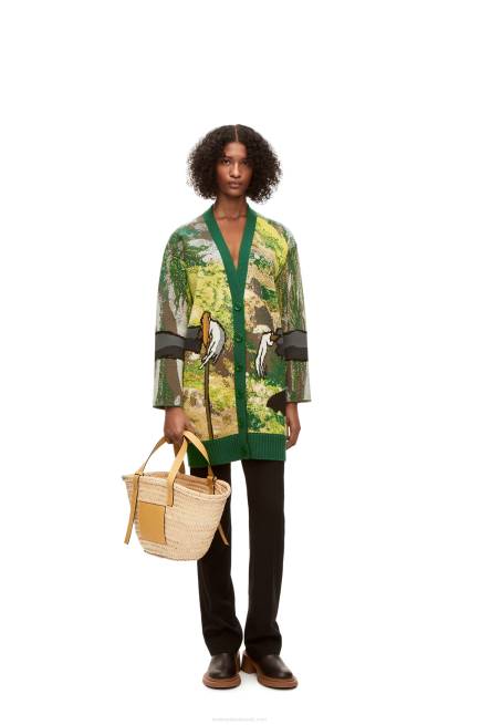 Green/Multicolor Turnip Head cardigan in wool Loewe 84PR1029 Men