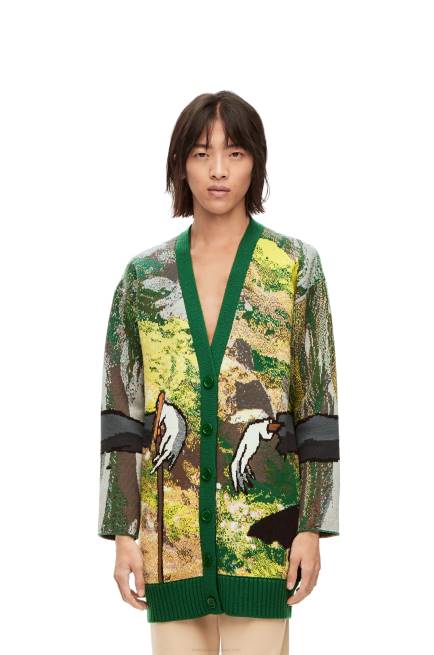Green/Multicolor Turnip Head cardigan in wool Loewe 84PR1029 Men