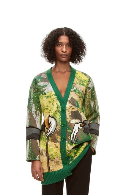 Green/Multicolor Turnip Head cardigan in wool Loewe 84PR1029 Men