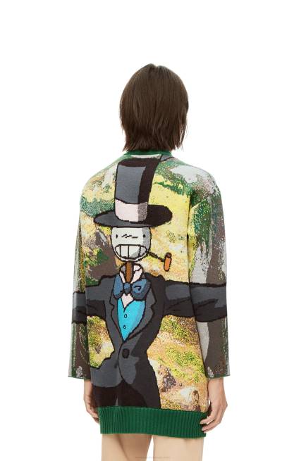 Green/Multicolor Turnip Head cardigan in wool Loewe 84PR1029 Men