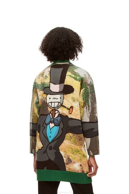 Green/Multicolor Turnip Head cardigan in wool Loewe 84PR1029 Men