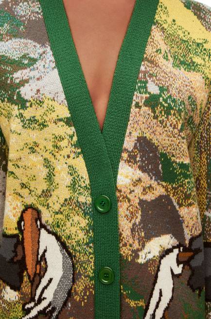 Green/Multicolor Turnip Head cardigan in wool Loewe 84PR1029 Men
